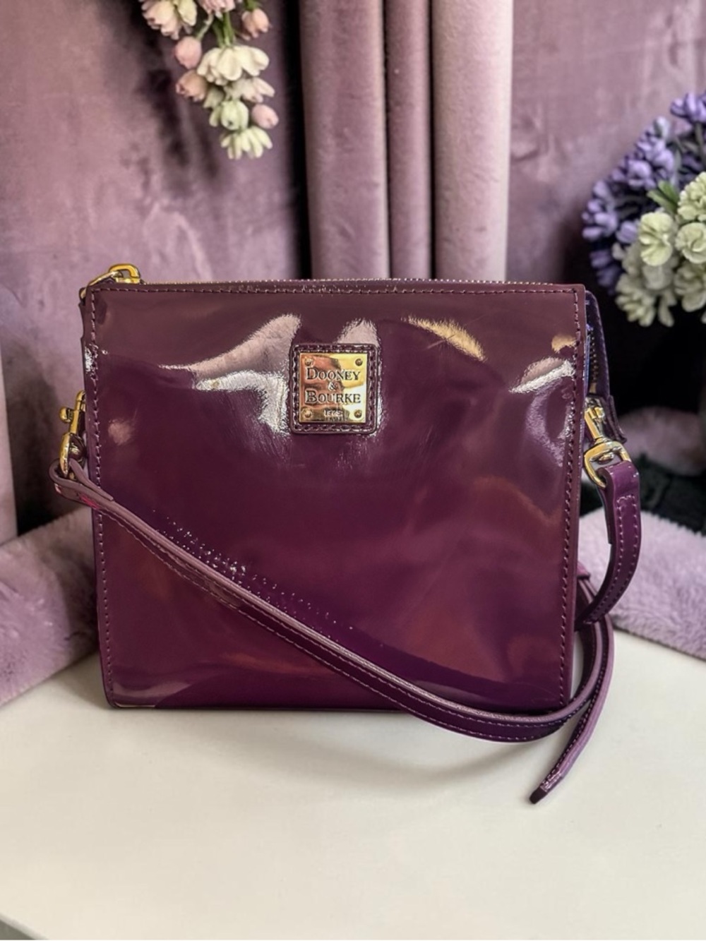 Dooney & Bourke North/South Janine Crossbody – Royal Purple Patent Leather